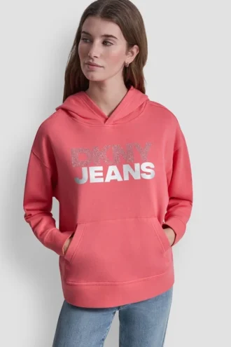 Hoodie mit gestapeltem Strass-Foil-Logo