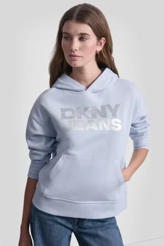 Hoodie mit gestapeltem Strass-Foil-Logo