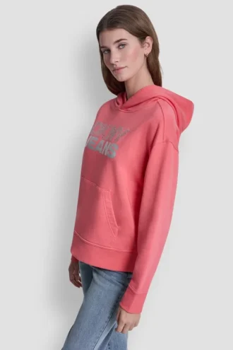 Hoodie mit gestapeltem Strass-Foil-Logo