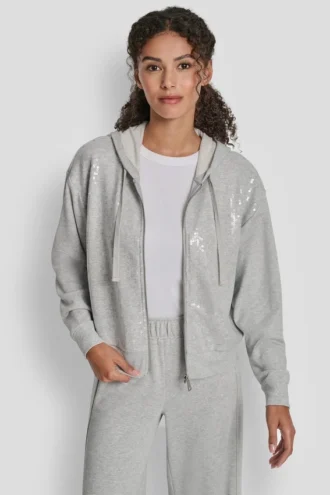 Hoodie mit Reißverschluss und Pailletten