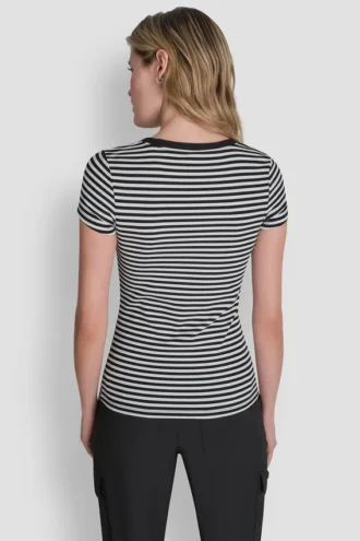 Hudson Rib T-Shirt mit farblich abgestimmtem Logo