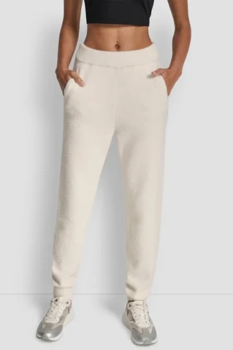 Jogginghose aus Feder-Garn mit Taschen und farblich abgestimmtem Logo
