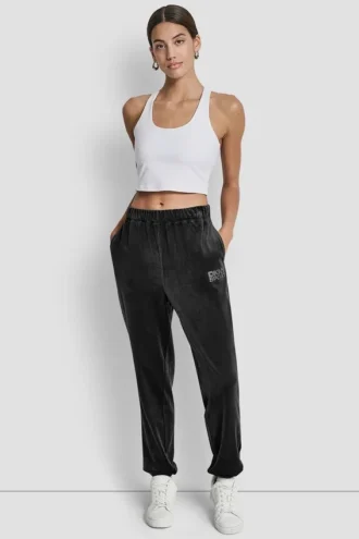 Jogginghose aus Velours mit Strass-Logo und Relaxed Fit