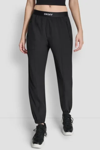 Jogginghose mit extra hoher Taille, Logo-Bund und weitem Bein