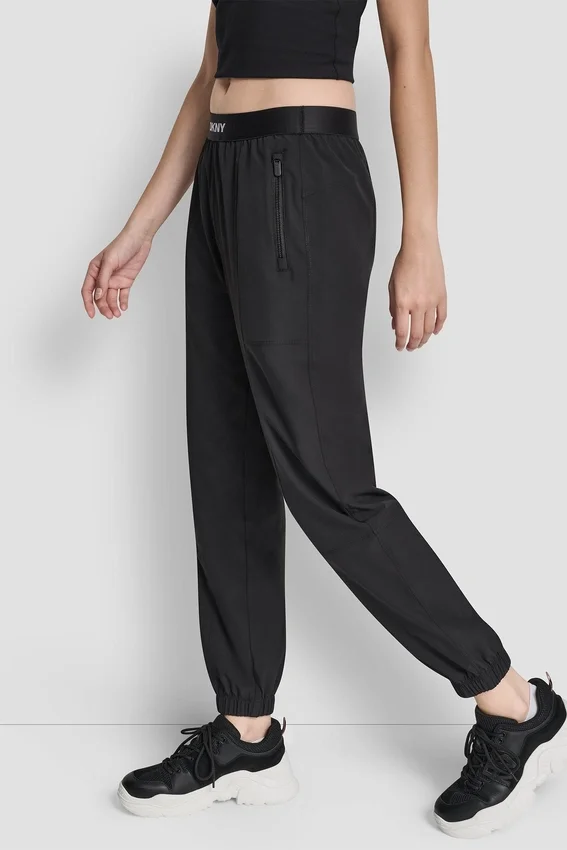 Jogginghose mit extra hoher Taille, Logo-Bund und weitem Bein Jogginghose mit extra hoher Taille, Logo-Bund und weitem Bein