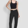 Jogginghose mit extra hoher Taille, Logo-Bund und weitem Bein Jogginghose mit extra hoher Taille, Logo-Bund und weitem Bein