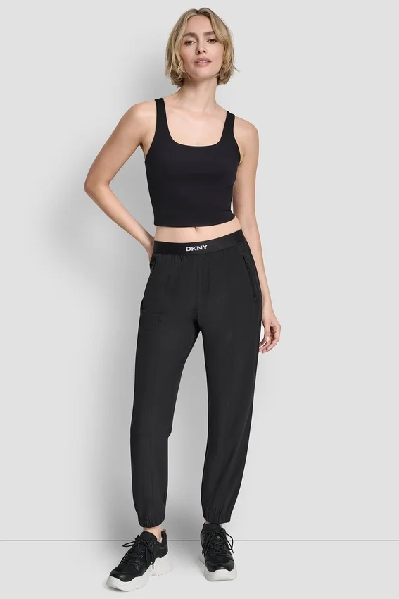 Jogginghose mit extra hoher Taille, Logo-Bund und weitem Bein Jogginghose mit extra hoher Taille, Logo-Bund und weitem Bein