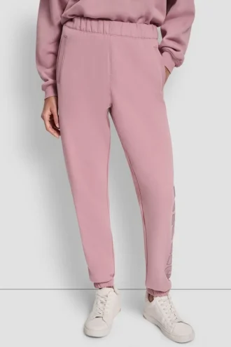 Jogginghose mit hochgeschnittenem Bund, Relaxed Fit und Varisty-Logo aus Strasssteinen
