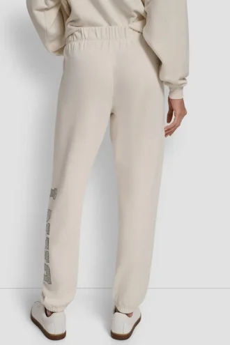 Jogginghose mit hochgeschnittenem Bund, Relaxed Fit und Varisty-Logo aus Strasssteinen