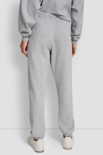 Jogginghose mit hochgeschnittenem Bund, Relaxed Fit und Varisty-Logo aus Strasssteinen