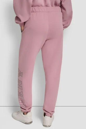 Jogginghose mit hochgeschnittenem Bund, Relaxed Fit und Varisty-Logo aus Strasssteinen