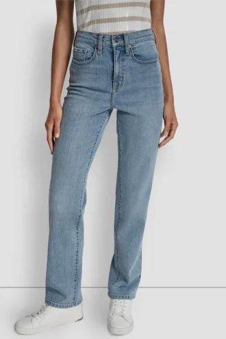 Klassische Straight-Jeans mit hoher Leibhöhe