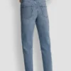 Klassische Straight-Jeans mit hoher Leibhöhe und gemischten Verzierungen Klassische Straight-Jeans mit hoher Leibhöhe und gemischten Verzierungen