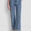 Klassische Straight-Leg-Jeans mit hoher Leibhöhe und Bündchen