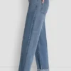 Klassische Straight-Leg-Jeans mit hoher Leibhöhe und Bündchen