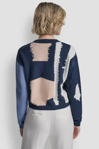Kurze Strickjacke mit Farbblock-Design