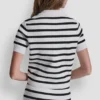 Kurzärmelige gestreifte Polo-Strickjacke Kurzärmelige gestreifte Polo-Strickjacke