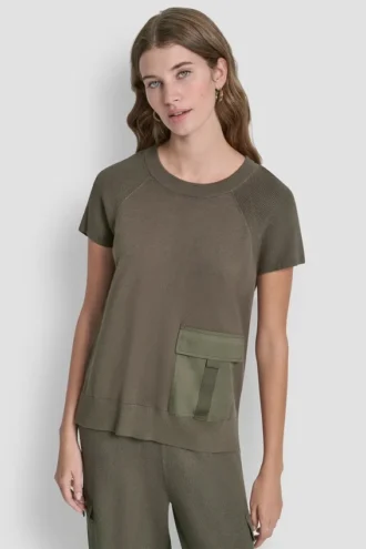 Kurzärmeliger Pullover mit Cargotaschen