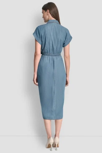 Kurzärmeliges Midi-Shirtkleid mit kurzen Ärmeln