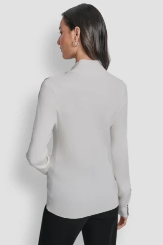 Langarm-Pullover mit 1/4-Reißverschluss und Logo-Band