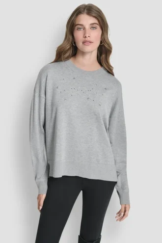 Langarm-Pullover mit Glitzer-Logo