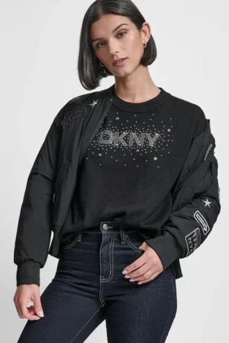 Langarm-Pullover mit Glitzer-Logo