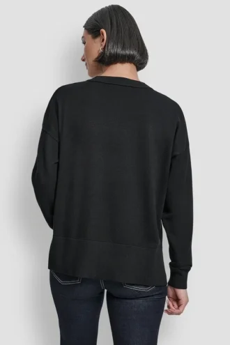 Langarm-Pullover mit Glitzer-Logo