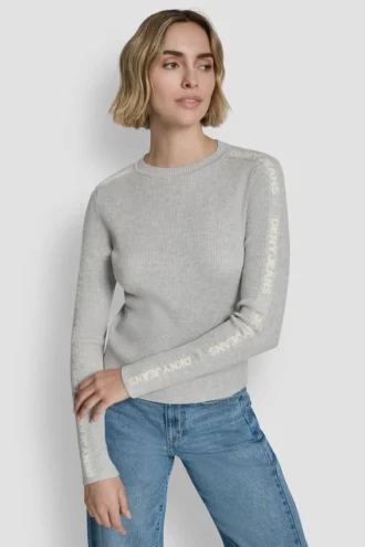 Langarm-Pullover mit Logo-Einfassung