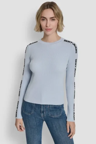 Langarm-Pullover mit Logo-Einfassung