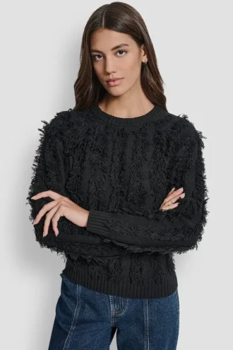Langarm-Pullover mit Rundhalsausschnitt und Ziernähten an den Ärmeln
