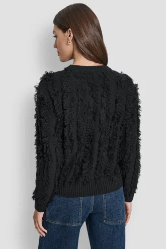 Langarm-Pullover mit Rundhalsausschnitt und Ziernähten an den Ärmeln