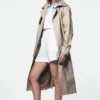 Langer Zweireiher-Trenchcoat mit Gürtel Langer Zweireiher-Trenchcoat mit Gürtel