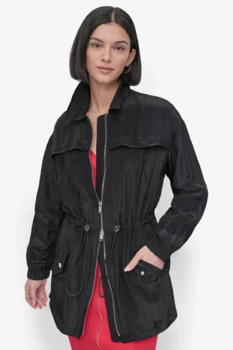 Langärmelige, strukturierte Anorak-Jacke