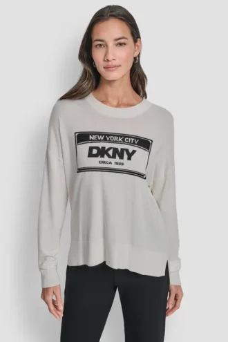 Langärmeliger Pullover mit Nummernschild-Logo
