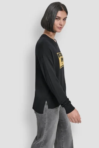 Langärmeliger Pullover mit Nummernschild-Logo
