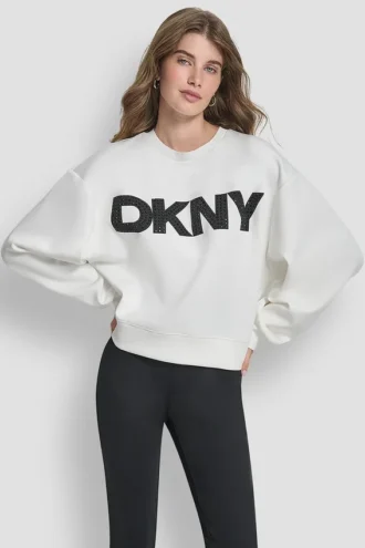 Langärmeliger Pullover mit weichem Scuba-Material und Logo