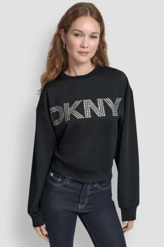 Langärmeliger Pullover mit weichem Scuba-Material und Logo