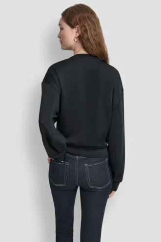 Langärmeliger Pullover mit weichem Scuba-Material und Logo