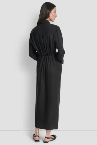 Langärmliges Hemdkleid mit Knopfleiste, stückgefärbt