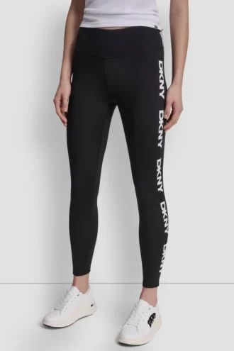 Leggings mit hohem Bund und Logo-Einfassung, 7/8-Länge