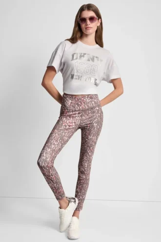 Leggings mit hoher Taille, 7/8-Schnitt, bedruckt, mit Taschen