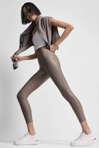 Leggings mit hoher Taille, 7/8-Schnitt, bedruckt, mit Taschen