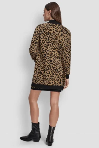 Leoparden-Jacquard-Strickjacke