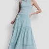 Maxi-Röck mit geraffter Taille und Stufen Maxi-Röck mit geraffter Taille und Stufen