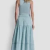 Maxi-Röck mit geraffter Taille und Stufen Maxi-Röck mit geraffter Taille und Stufen
