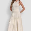 Maxi-Röck mit geraffter Taille und Stufen Maxi-Röck mit geraffter Taille und Stufen