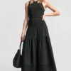 Maxi-Röck mit geraffter Taille und Stufen Maxi-Röck mit geraffter Taille und Stufen