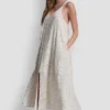 Maxikleid aus Leinenmischung mit Bindeband am Rücken Maxikleid aus Leinenmischung mit Bindeband am Rücken