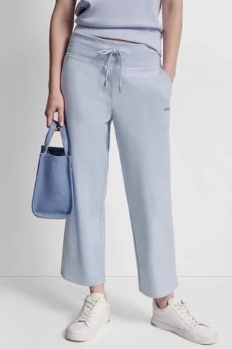 Metallic-Bubble-Logo-Cropped-Hose mit hoher Leibhöhe