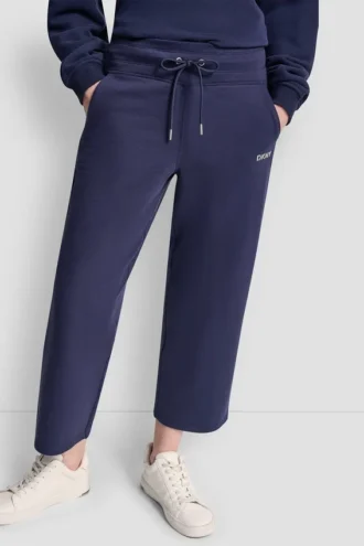 Metallic-Bubble-Logo-Cropped-Hose mit hoher Leibhöhe Metallic-Bubble-Logo-Cropped-Hose mit hoher Leibhöhe